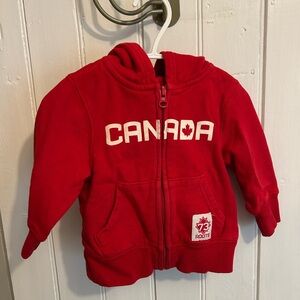 Roots 6/12m Canada Red zip up Hoodie sweater